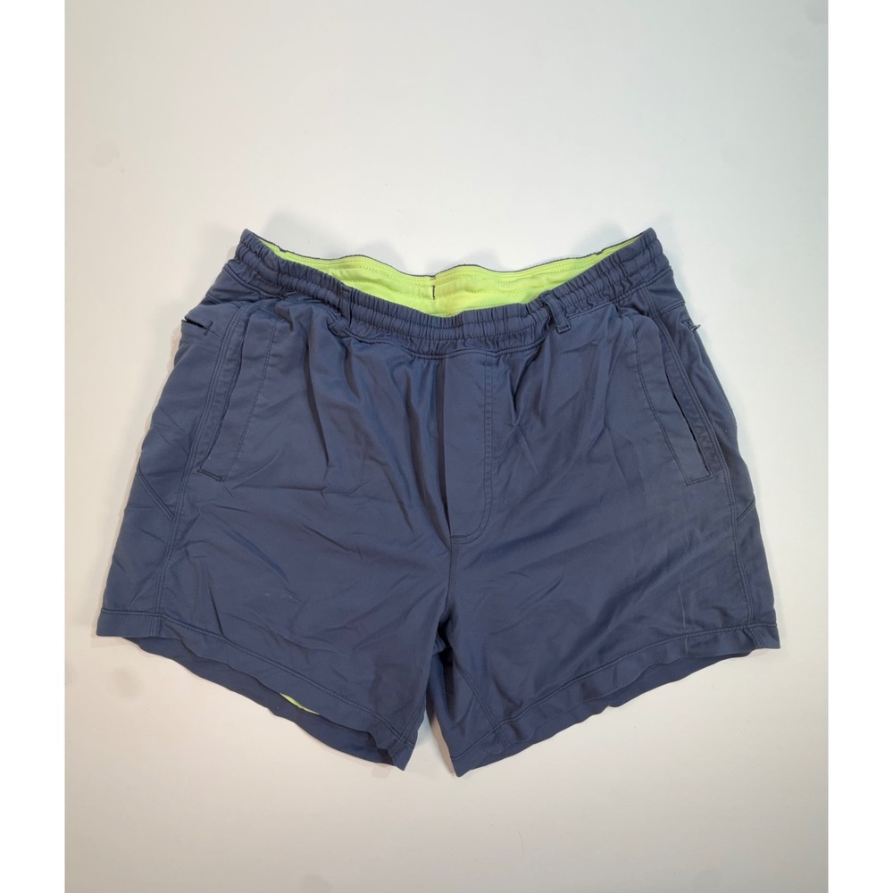Birddogs Men's Athletic Shorts in Navy with Neon Yellow Lining